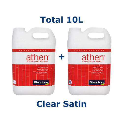 Blanchon ATHEN waterbased floor varnish 10 ltr (two 5 ltr cans) CLEAR SATIN  05704933 (BL)